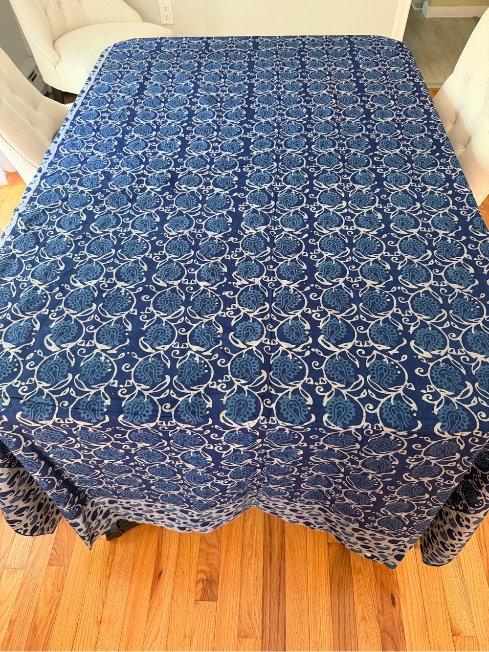 Blue Block Handmade in India Printed Cotton Tablecloth - Home Dining